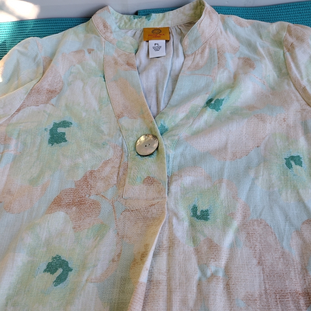 NWT Ruby Rd Womens Pullover Roll Tab Sleeves Floral Multicolor Blouse Size PL - Picture 9 of 11